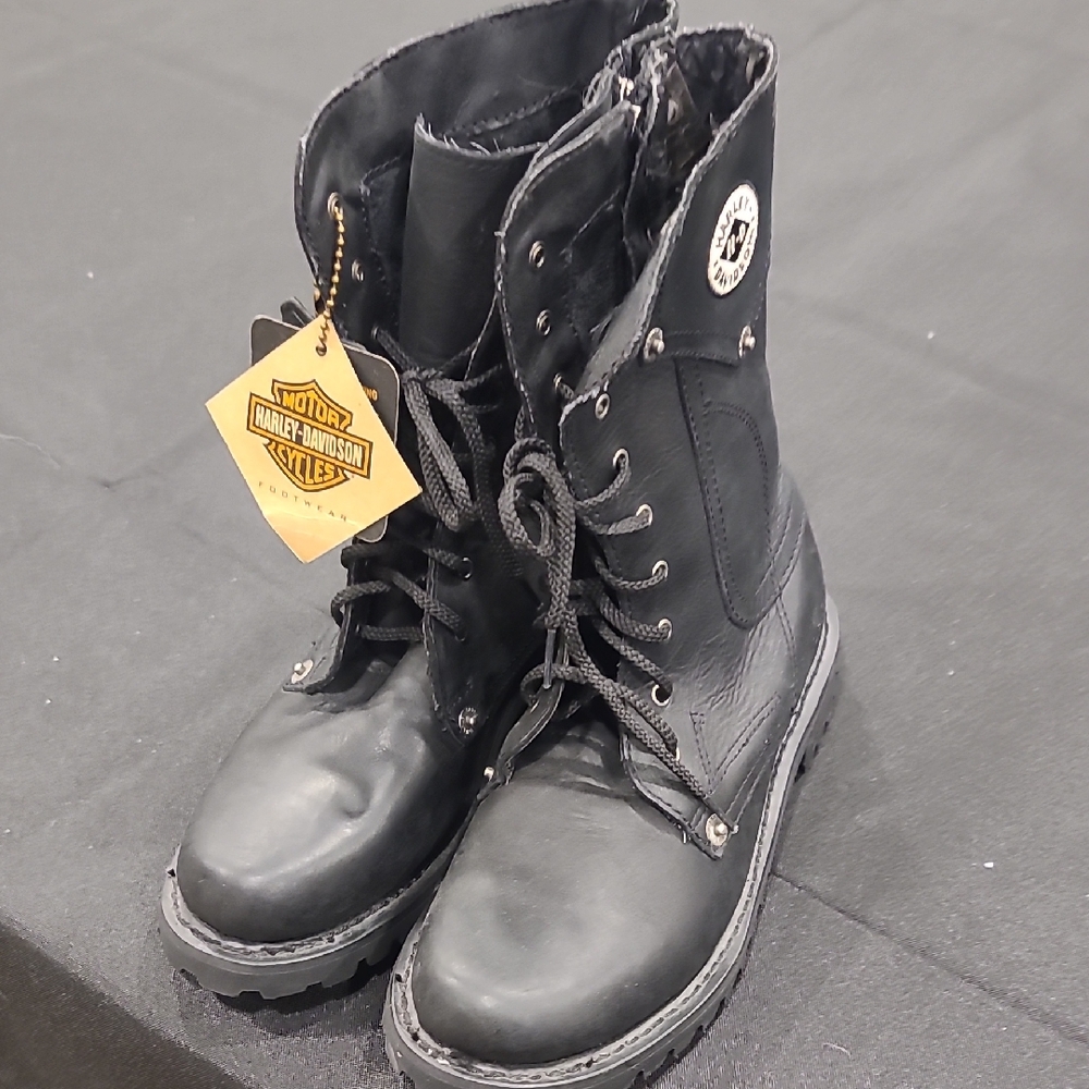 Nwt Harley Combat Moto Boots, Sz 6 Black Leather